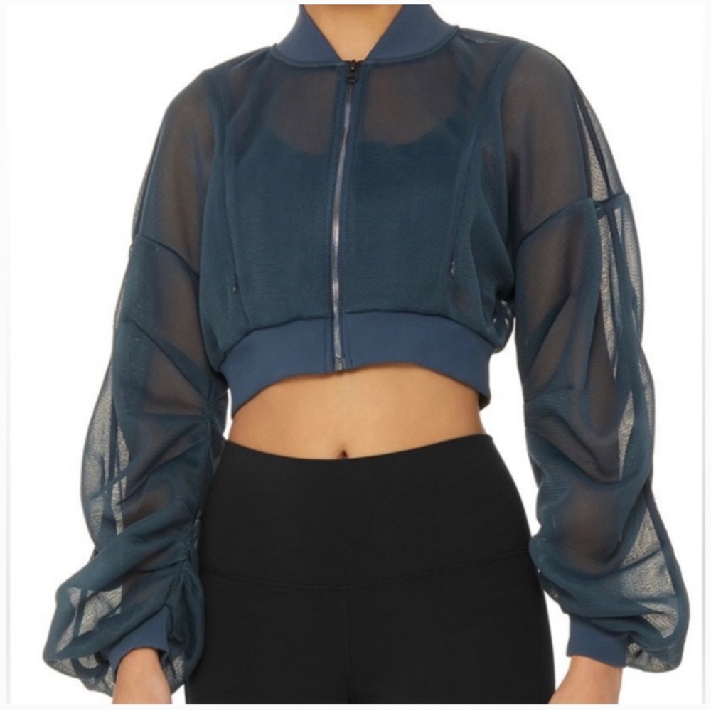 Alo Yoga Field Crop Jacket, Color: Eclipse (Blue/Green), Small